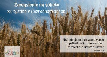 Zamyslenie na sobotu 22. týždňa v Cezročnom období