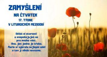 ZAMYŠLENÍ NA ČTVRTEK 17. TÝDNE V LITURGICKÉM MEZIDOBÍ