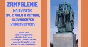 ZAMYSLENIE NA SVIATOK SV. CYRILA A METODA, SLOVANSKÝCH VIEROZVESTCOV