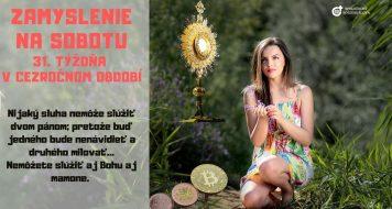 ZAMYSLENIE NA SOBOTU 31. TÝŽDŇA V CEZROČNOM OBDOBÍ