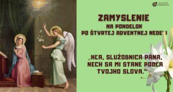 ZAMYSLENIE NA PONDELOK PO ŠTVRTEJ ADVENTNEJ NEDELI