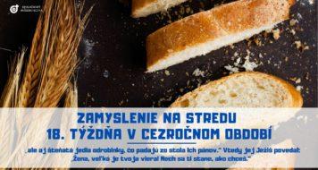 ZAMYSLENIE NA STREDU 18. TÝŽDŇA V CEZROČNOM OBDOBÍ